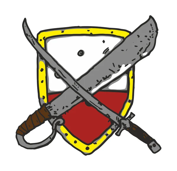 Shield With Weapon Vector — Stock Vector