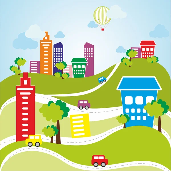 Düz renk vektör şehir