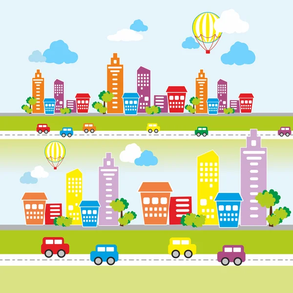 Şehir manzarası ile renkli evleri