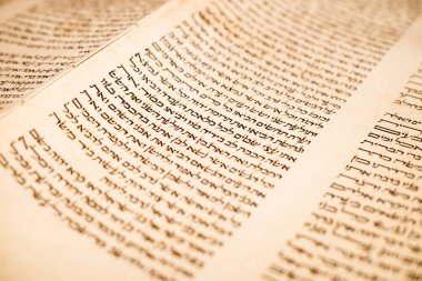 The Hebrew handwritten Torah scroll text close up clipart