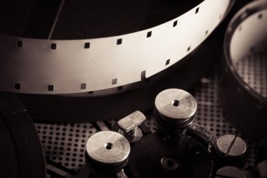 Eski moda retro film kamera mekanizması içinde film reel