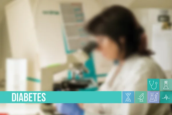 Diabetes imagem conceito médico com ícones e médicos em segundo plano Imagem De Stock