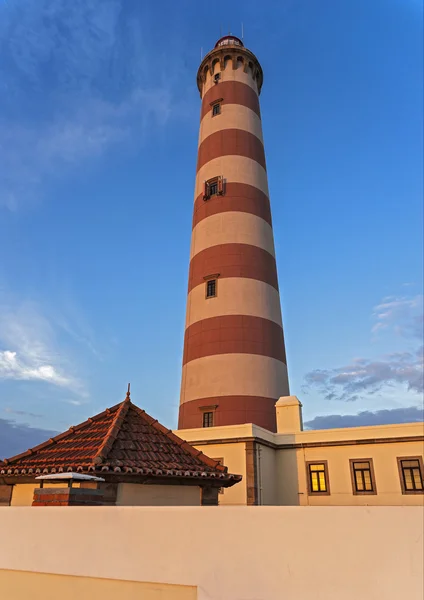 Costa Nova do Prado (Португалия). Кирпичный маяк — стоковое фото