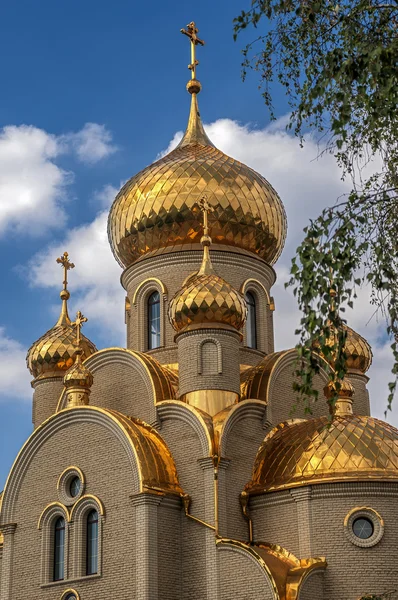 Ukraina, Khartsizk. Den ortodokse kirke i Iberian Icon of the... – stockfoto