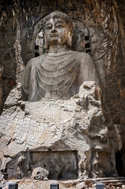 Luoyang . Buddha statue height of seventeen meters. clipart