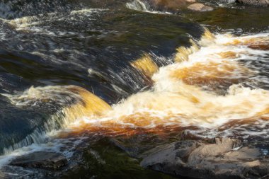 Güzel, doğal, taşlı çağlayan şelale, çevre dostu bir yerde dağ.