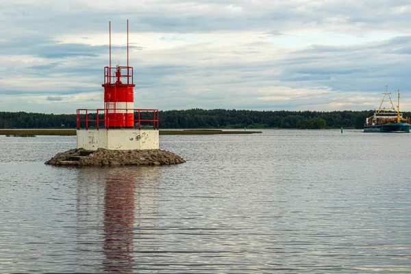 Water Sign Natural Reservoir Sea Indicate Danger Shore Beautiful Sky — Stock Photo, Image