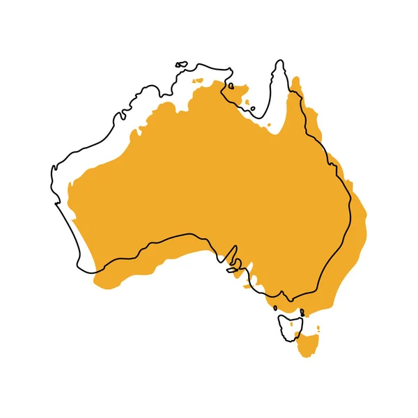 Plantilla Contorno Mapa Amarillo Australia — Archivo Imágenes Vectoriales