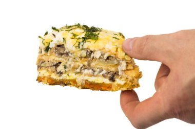 Roket ve mantarlı tart, seçici odak