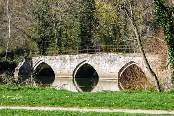 Old Stone Barton Packhorse Bridge Átszeli Folyó Avon Történelmi Bradford — Stock Fotó