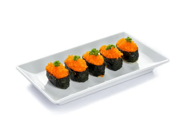 Japanese Sushi Tobiko Sushi Food Tobiko Roe Sushi Fish Egg — Stock Photo, Image