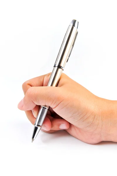 Isolated female hand is ready for writing. Stock Picture