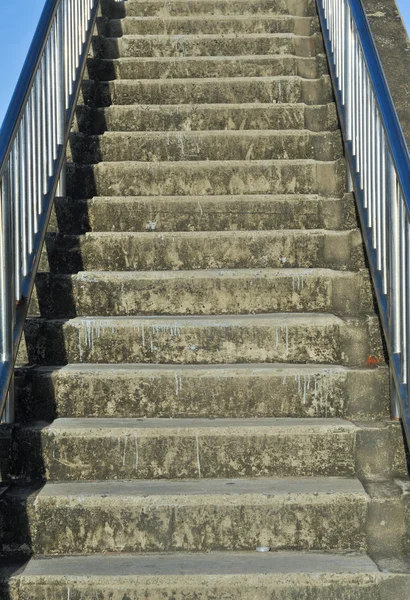 Urban footbridge staircase with symmetrical composition