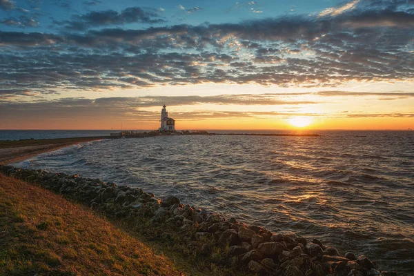 Lighthouse Het Paard Van Marken Island Marken Netherlands — Stock Photo, Image