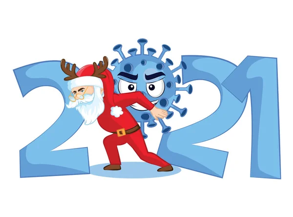 Sağlıklı bir yeni yıl posteri. Yeni normal hayat 2021. Mutlu yıllar posteri..