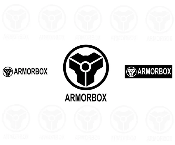 Armor Box Logo Design Isolated Background — Stock Vector