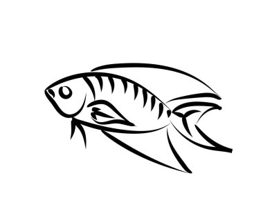 Balık El Boyama Vektörü. Boyama kitabı için balık koleksiyonu sanatı