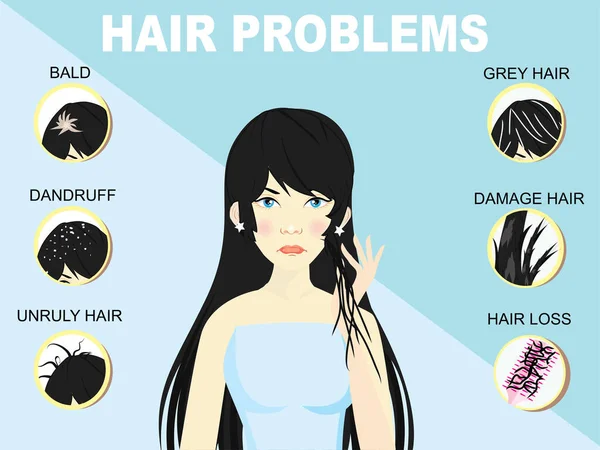 Types Hair Problem Alopecia Damage Gray Hair — Stock Vector