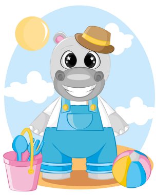 Holiday Cartoon Vector Illustration 'da Şirin Hippo