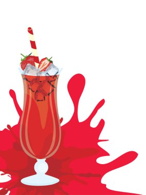 Buzlu çilek suyu ve taze çilek.