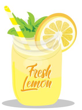 Beyaz arka planda bir bardak taze limon suyu.