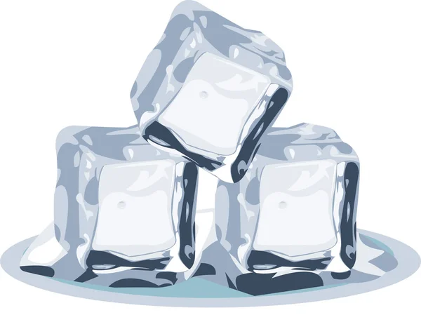 Trois Glaçons Sur Fond Blanc Illustration Cube Glace — Image vectorielle