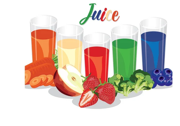 Jus Fruits Légumes Frais Pour Santé Alimentation — Image vectorielle