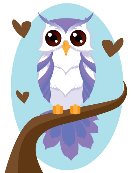 Cute Vector Purple Owl Cute Little Owl Vector Illustration Tree — Stock Vector