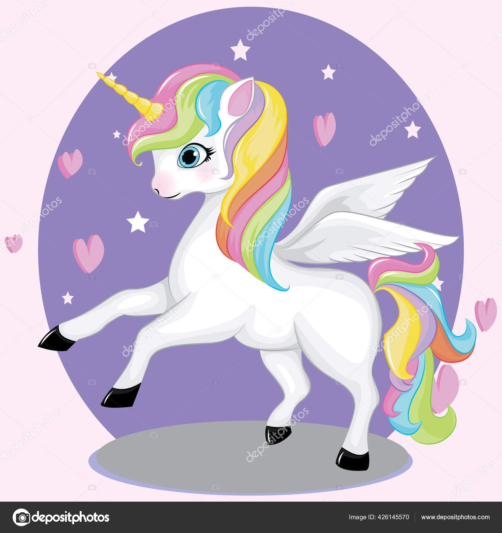 Cute Pegasus Rainbow Hair Color Stock Vector Image by ©Witriyani #426145570