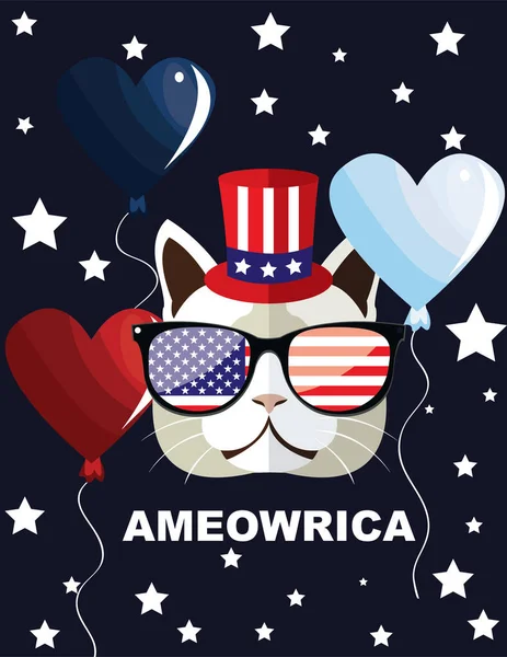 Şirin kedi maskotu Amerika 4 Temmuz Bağımsızlık Günü