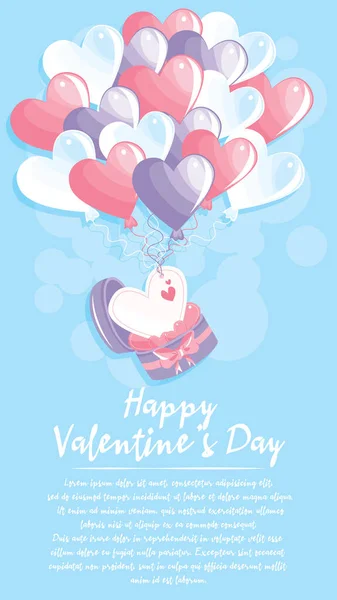 Valentine Day Balloons Theme Elements Happy Valentine Day Banner — Stock Vector