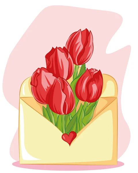Весенние Цветы Тюльпана Поздравление Днем Женщины Матери — стоковый вектор