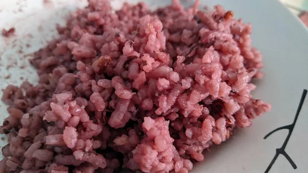 Arroz Vermelho Cozido Fresco Prato — Fotografia de Stock