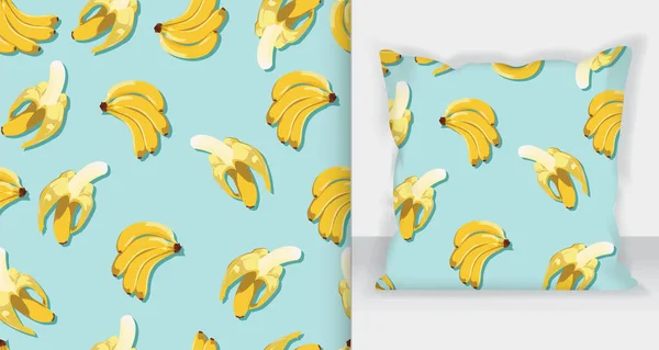 Leckeres Bananenmuster Mit Quadratischer Kissen Attrappe — Stockvektor