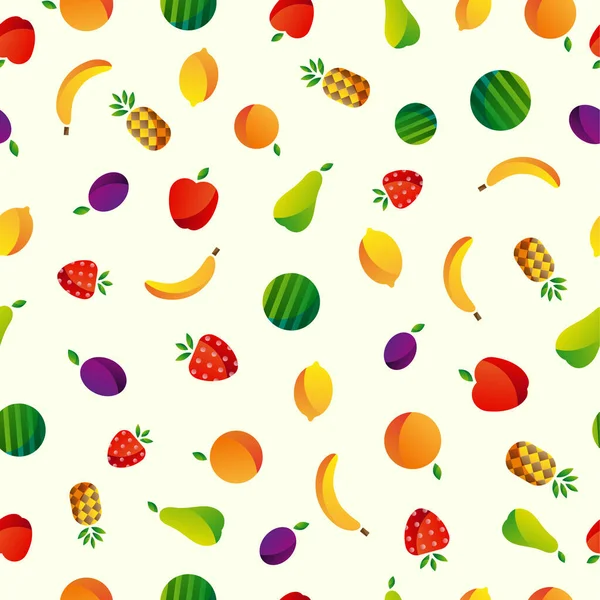 Icônes Fruits Simples Modèle Sans Couture — Image vectorielle