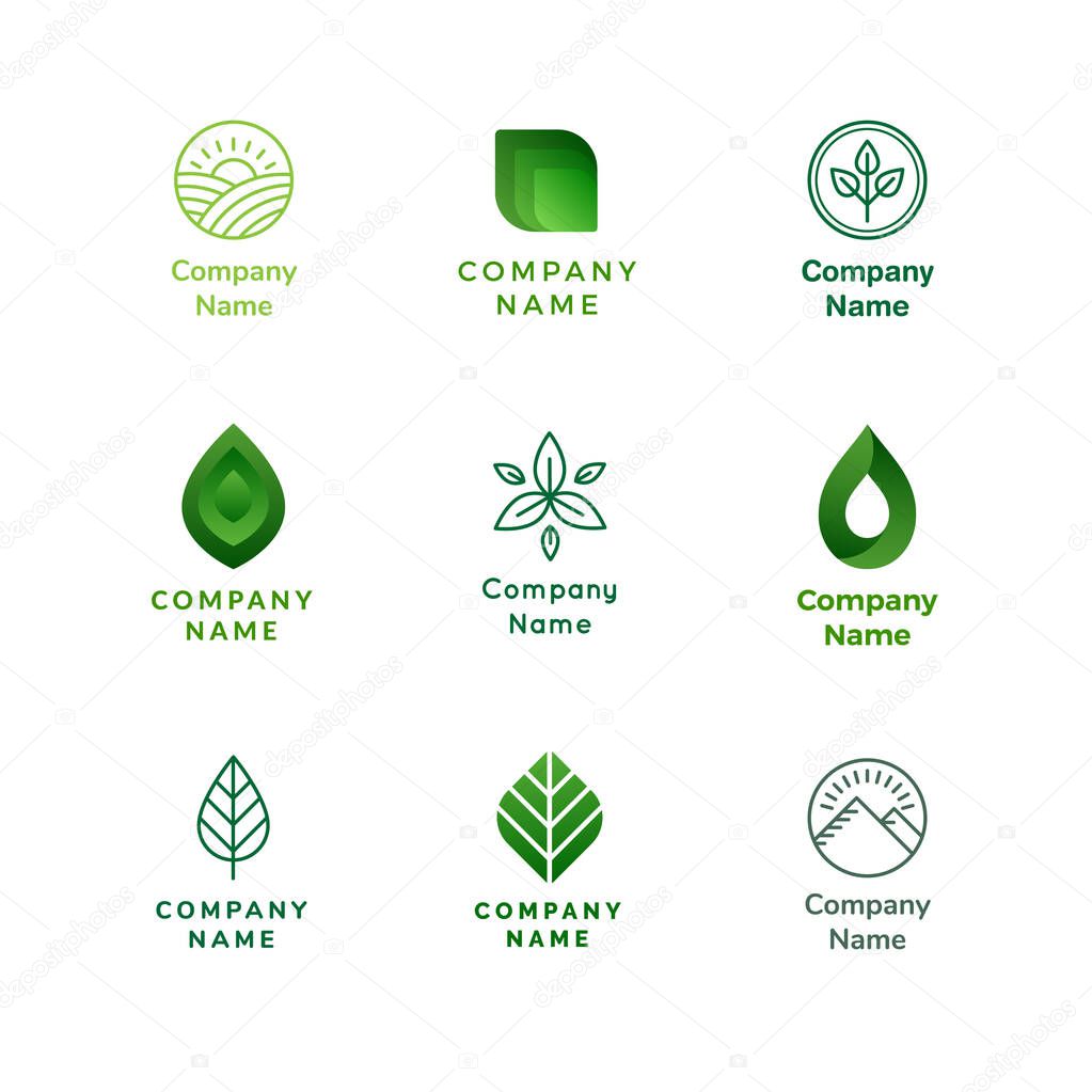 Creative nature abstract icons, logos and elements. Vector template. Line and gradient designs.