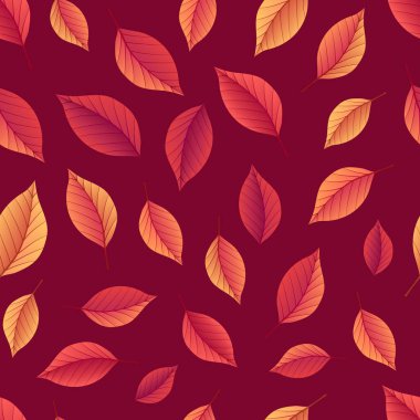 Sonbahar pürüzsüz arka plan şablonu / parlak sonbahar yapraklı doku. Poster, kart, etiket, pankart tasarımı için ideal. Vektör illüstrasyonu.