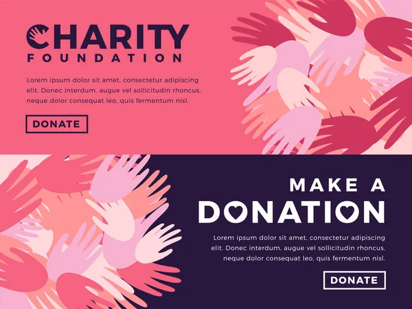 Modern Vector Website Banner Templates Charity Objects Card Non Profit — Stock Vector