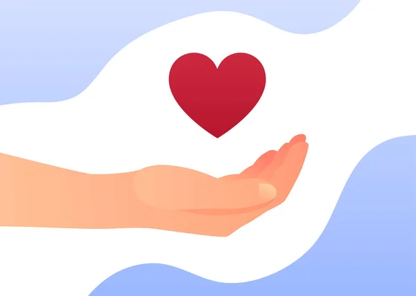 Hand Holding Heart Charity Share Donate Giving Money Helping Vector — Stock Vector