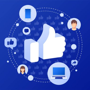 Şablon afişi gibi. Sosyal medya pazarlama kavramı. Eğilimli düz stil tasarımı. Modern vektör.