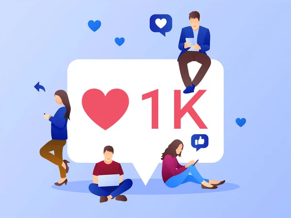1000 Líbí Nebo Následovníci Šablony Pozadí Koncept Marketingu Sociálních Médií — Stockový vektor