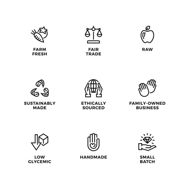Conjunto Vectorial Iconos Para Cosméticos Productos Naturales Orgánicos — Vector de stock