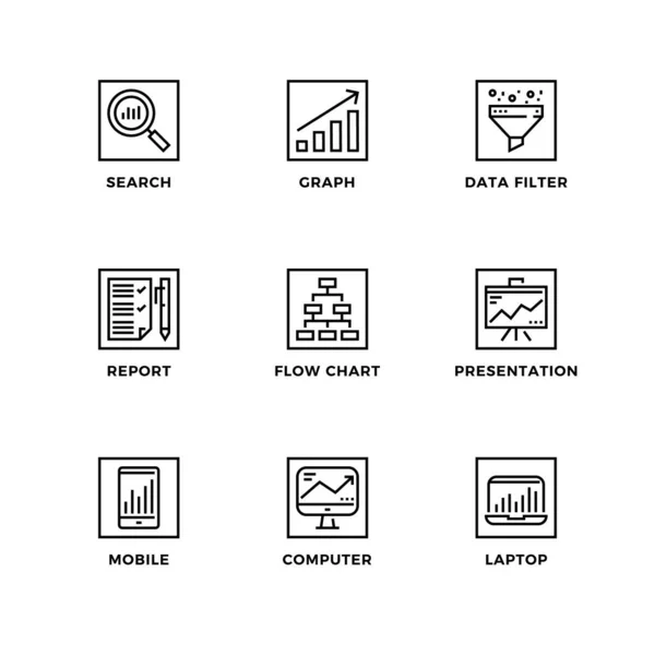 Векторний Набір Елементів Дизайну Шаблон Дизайну Логотипу Піктограми Значки Аналізу — стоковий вектор