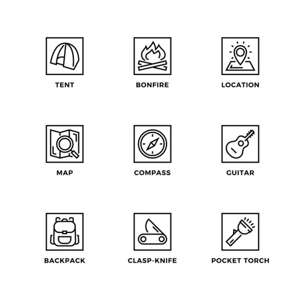 Vector Set Design Elements Logo Design Template Icons Badges Camping — Stock Vector