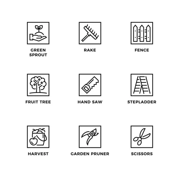 Векторный Набор Элементов Дизайна Шаблон Логотипа Иконки Значки Сада Набор — стоковый вектор