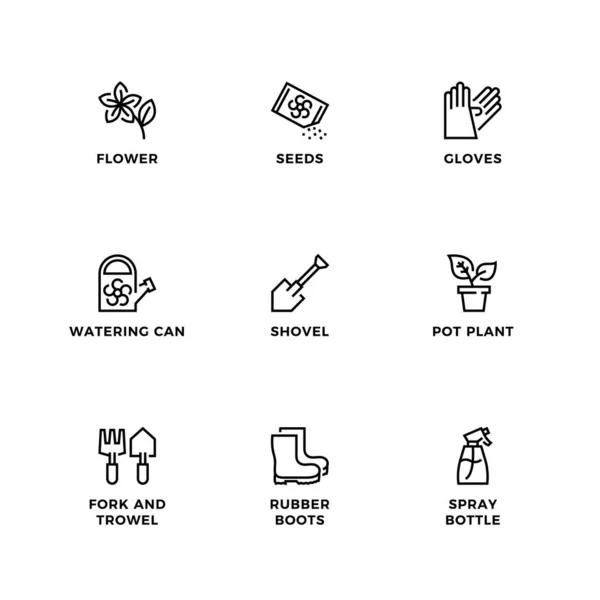 Векторний Набір Елементів Дизайну Шаблон Дизайну Логотипу Піктограми Значки Саду Ліцензійні Стокові Ілюстрації