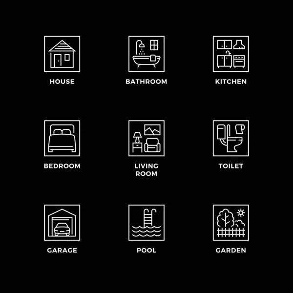 Vector Set Design Elements Logo Design Template Icons Badges House — Stock Vector
