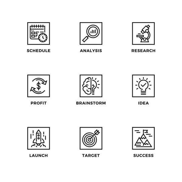 Векторний Набір Елементів Дизайну Шаблон Дизайну Логотипу Піктограми Значки Запуску — стоковий вектор