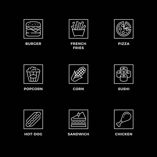 Wektorowy Zestaw Elementów Konstrukcyjnych Szablon Projektu Logo Ikony Odznaki Fastfoodów — Wektor stockowy