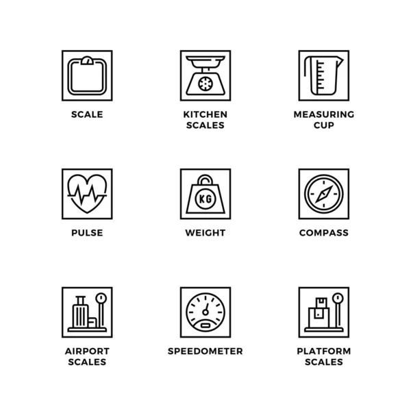 Wektorowy Zestaw Elementów Konstrukcyjnych Szablon Projektu Logo Ikony Odznaki Pomiaru — Wektor stockowy